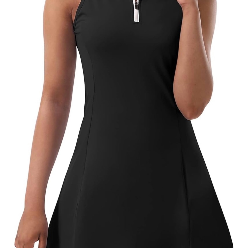 Black Sleeveless Tennis Dress w/ Built In Shorts